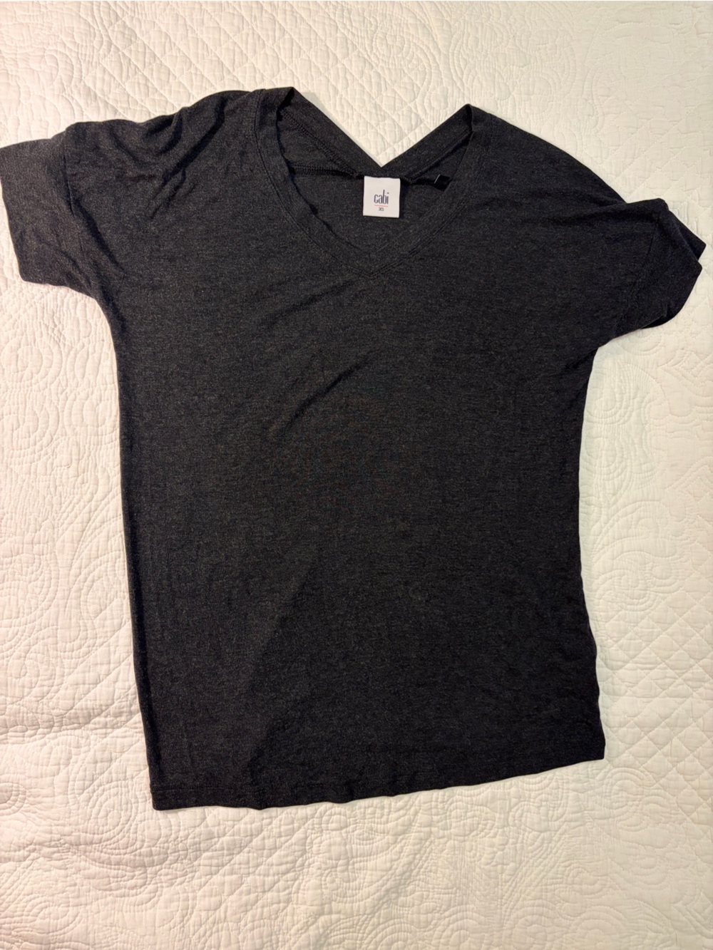 CAbi Charcoal V-Neck Short Sleeve Tee